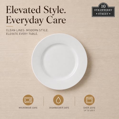 10 Strawberry Street Simply Round 6" Appetizer Plate, Set of 6, White, 6RD-6ACE-TSS - Image 5