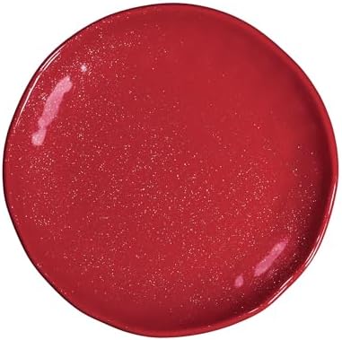 UP Twinkle Dust Melamine Round Dessert Plates, Small Serving Plates, Christmas Decorations, for Appetizer, Snacks, and Side Dishes, Red, 6 Inch, Set of 4 - Image 4