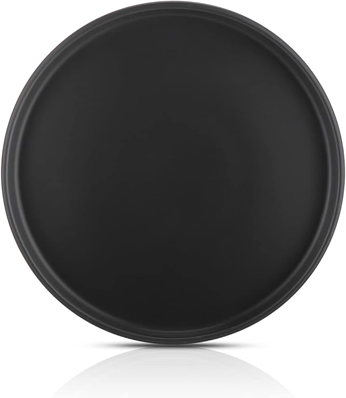 Stone Lain Stoneware Round Salad Plates Set, Black Matte, 1.05 pounds