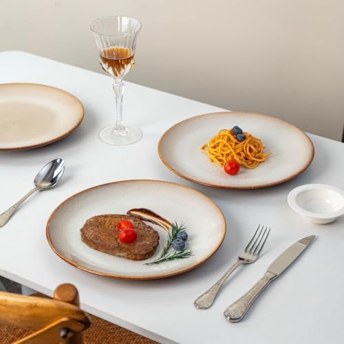 Dinner Plates Set of 6, 10 Inch Ceramic Plates – Porcelain Dinner Plates for Kitchen, Serving & Everyday Use, Microwave & Dishwasher Safe, 25.4Cm（Beige ） - Image 4