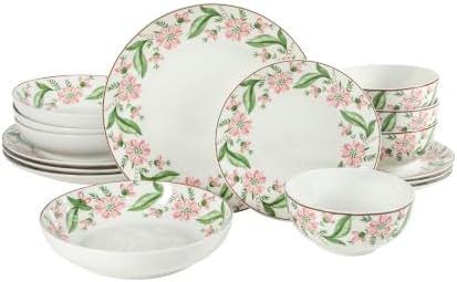 Martha Stewart Plates and Bowls Set, 16 Piece Dinnerware Set for 4, Blue by MarthaStewart