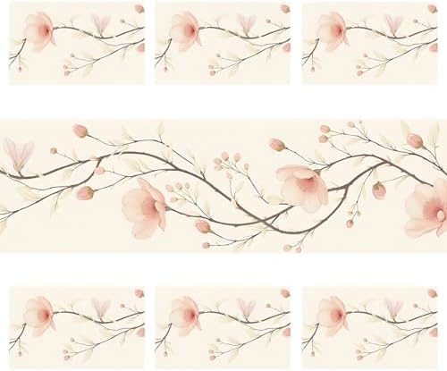 ANNA QUEEN Floral Table Runner and Placemats Set of 6, 13"x72" Beige Blossom Table Runner with 12"x18" Placemats, Flower Dining Table Decor for 4 to 6 People, Elegant Kitchen Set - Image 3