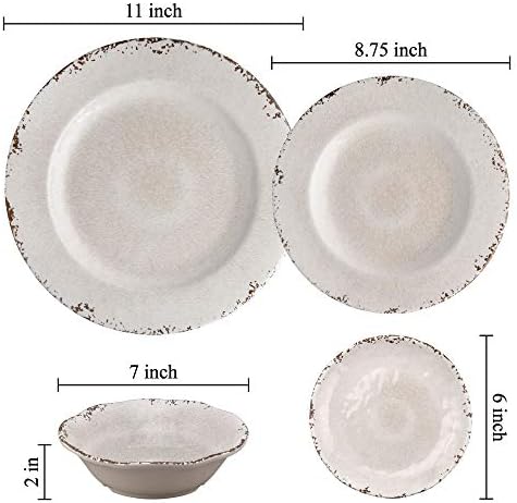 UP Crackle Melamine Round Dessert Plates, Small Serving Plates, for Appetizer, Snacks, and Side Dishes, Cream, 6 Inch, Set of 4 - Image 5