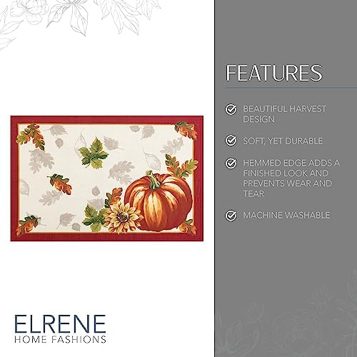 Elrene Home Fashions Swaying Leaves Bordered Fall Placemats, Seasonal Dining Table Mats, 13" W x 19" L, Set of 4 - Image 3