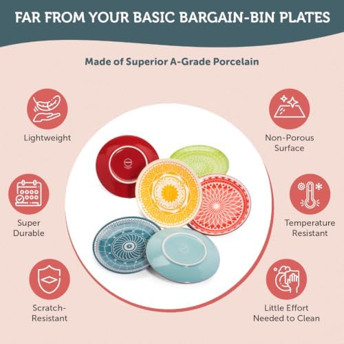 Annovero Dessert Plates, 7 Inch, Microwave & Dishwasher Safe, Set of 6 - Image 6