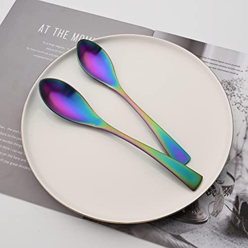 Luxury 18/10 Stainless Steel Matte Rainbow Colorful Flatware Set - Silverware Cutlery Utensil Set Steak Knife Spoon and Fork Knife Serving Set, Service for 1 (6-Piece) - Image 3