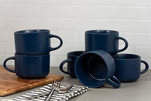 10 Strawberry Street Wazee Matte 4.75"/22 oz Oversized Mug, Set of 6, Midnight Blue - Image 3