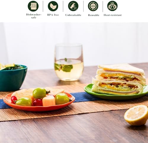 6.7-Inch Melamine Dessert Plates (Set of 6) - Unbreakable and Reusable Dinnerware with Ceramic Feel, Stackable and Dishwasher-Safe (Green) - Image 3
