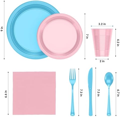Exquisite 350 Pcs Gender Reveal Plates and Napkins Party Supplies Plate Set - Image 2
