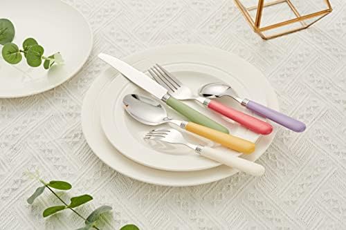 ANNOVA Silverware Set 20 Pieces Stainless Steel Cutlery Color Handle Flatware - 4 x Dinner Knife; 4 x Dinner Fork; 4 x Salad fork; 4 x Tablespoon; 4 x Teaspoon (Mix Solid) - Image 2
