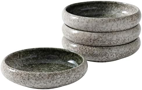 Uaral Salad Plate Appetizer Plate Stoneware Serving Dishes,Japanese Dish Set of 4,5.5 inch 14 oz (Emerald Green) by Uaral