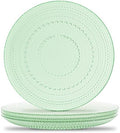 Green Hobnail Dinner Plates Set of 4 Pressed Glass 10.5 Inch by Yungala