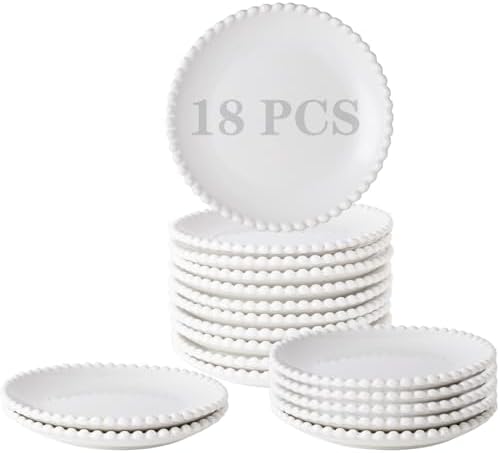 5.5 Inch Dessert Plates, Small Ceramic Appetizer Plate Set, 18P by OMAYKEY