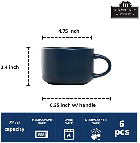 10 Strawberry Street Wazee Matte 4.75"/22 oz Oversized Mug, Set of 6, Midnight Blue - Image 2