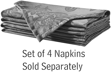 Newbridge Barcelona Damask Fabric Napkins, Set of 4, Grey – No Iron, Soil Resistant Cloth Napkins for Dining, Parties and Holidays - Image 2