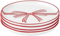 Santa Barbara Design Studio Christmas Appetizer Plates - Set of 4 Small Ceramic Plates, 5.25" Diameter, Red Bow by SantaBarbaraDesignStudio