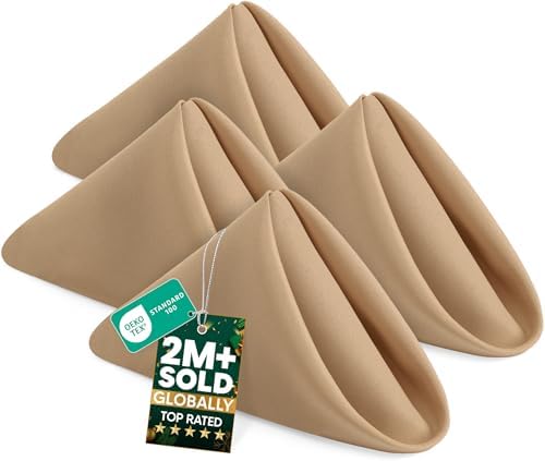 Utopia Home [24 Pack, Beige] Cloth Napkins 17x17 Inches, 100% Polyester by UTOPIAHOME