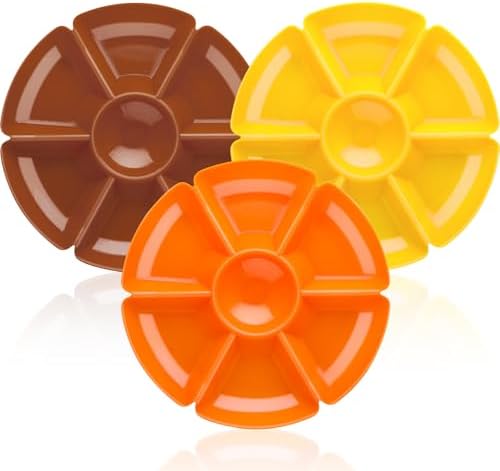 3 Round Plastic Serving Trays 11 Inch 7 Comp by Unknown