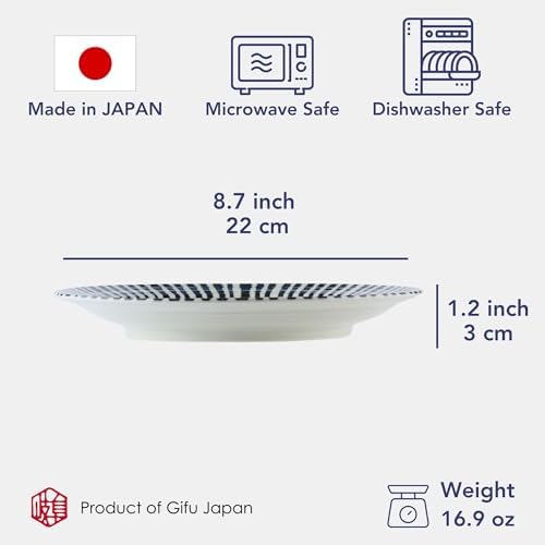 Japanese Plates Set, Indigo Blue, Serving Plates, Gift, Set of 2, 8.7 inch - Image 2