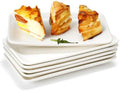 AISBUGUR Rectangular Salad Plates, 8 Inch Porcelain Dessert Plates Set, Serving Trays for Salad, Appetizers, Fruit, Sushi, Appetizer Plates - Dishwasher and Oven Safe, Set of 6, White by AISBUGUR
