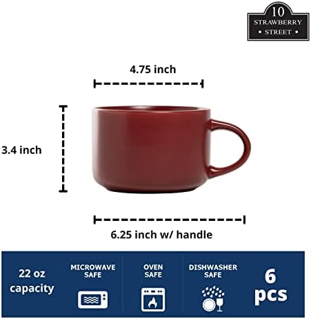 10 Strawberry Street Wazee Matte 4.75"/22 oz Oversized Mug, Set of 6, Red - Image 2