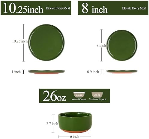 24 Piece Dinnerware Set, Dish Set for 8, Forest Glaze Green - Image 3
