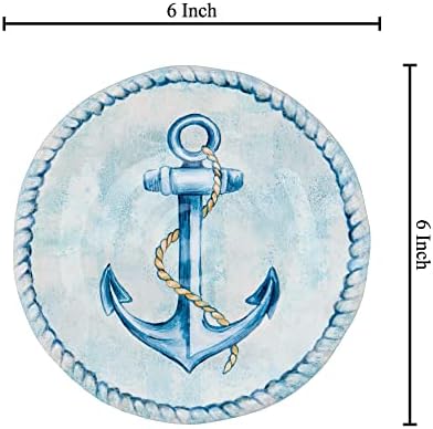 UP Sail Away Melamine Round Dessert Plates, Small Serving Plates, for Appetizer, Snacks, and Side Dishes, Blue, 6 Inch, Set of 4 - Image 2
