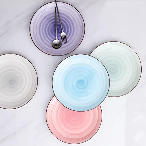 Selamica Ceramic 10 inch Dinner Plates, Large Dessert Salad Plates, Porcelain Serving Plate for Appetizer, Pancakes, Steak, Set of 6, Black Speckles, Gradient Color - Image 3