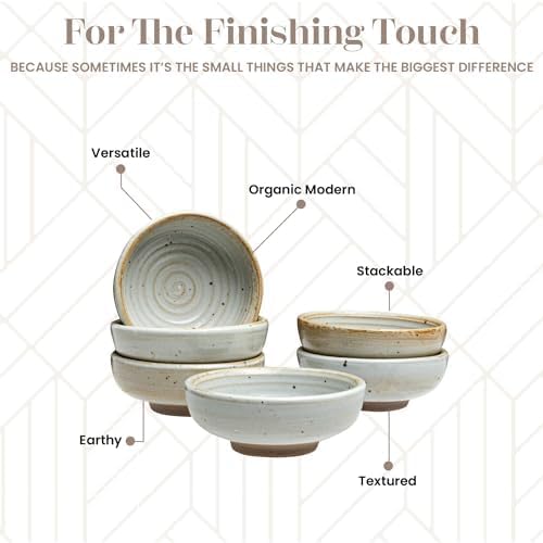 Vikko Small Dipping Bowls, Set of 4 Mini Soy Sauce Dishes, 3" Stoneware Dipping Sauce Cups, Decorative Pinch Bowls for Dips, Condiments, Charcuterie Boards - Microwave and Dishwasher Safe