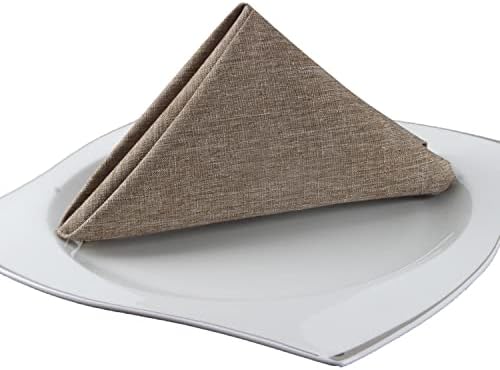 EHouseHome Waterproof Faux Linen Dinner Napkins, Set of 12, 17 x 17,Flax - Image 2