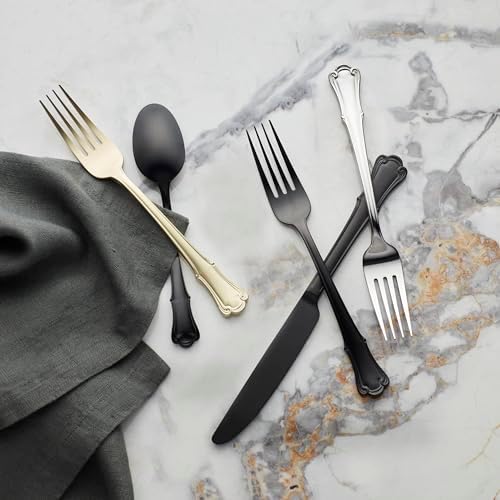 Oneida James Street Black Satin 20-Piece Silverware Set for 4, Flatware - Image 3