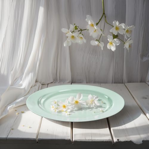 FLOWERCAT 200PCS Sage Green Plastic Plates Disposable Plates for Party - Elegant Plastic Plates - 10" &7" Plate for 100 Guests Parties & Wedding & Events - Image 4