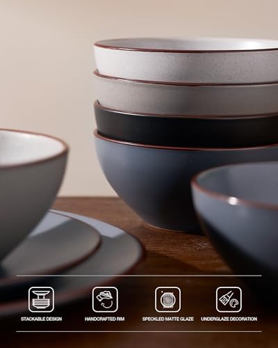 Famiware Venus Dinnerware Sets with Mugs, Ceramic Plates and Bowls for 4 - Image 6