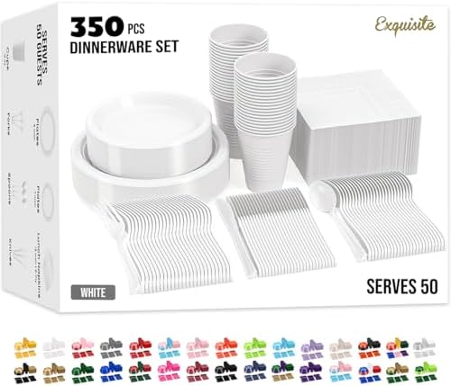 Exquisite 182 Pcs White Plates and Napkins Party Supplies Plate Sets - Image 2