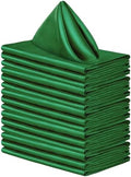 ANECO 16 Pack Square Satin Napkin Bright Silk Table Napkin Soft Smooth Fabric Table Napkin for Wedding Banquet Party Decoration, Forest Green, 20 x 20 Inch by Aneco