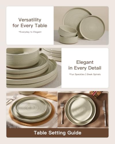 Stoneware Dinnerware Sets, Plates, Bowls, Dishes Set for 8 - Image 4