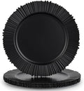 13" Line Black Charger Plates, Classic Chargers for Dinner Plates, Reusable Plastic Table Setting Bulk Event, Party, Wedding, Festival, Baby Shower by Kazozobi