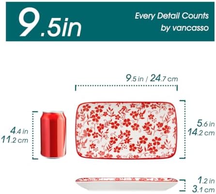 vancasso Selene Rectangular Dinner Plates 9.5"x5.6"Inch, Ceramic - Image 3