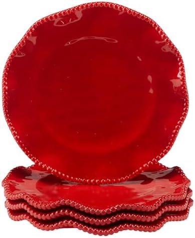 Certified International Perlette Red 9" Melamine Salad/Dessert Plates, Set of 4 by CERTIFIEDINTERNATIONAL