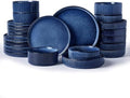 Famiware Star Stoneware Dinnerware Sets with Pasta Bowls, 24pc Dishes for 6 by Famiware