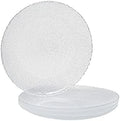 Vikko Salad Plate, Set of 4 Glass Plates, Dessert, Salad, Appetizer Plate, Elegant Textured Glass Design, Stackable 8.5 Inch Plates, Dishwasher Safe