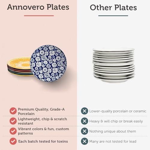 Annovero Salad Plates, 8.5 Inch, Microwave & Dishwasher Safe, Set for 6 - Image 3