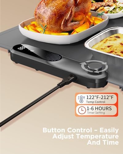 FEPPO Food Warming Mat, Electric Warming Trays for Buffets Party, Fast Full-Surface Heating Mat for Food with 19 Level Adjustable Temperature and 6 Hours Timer, Roll Up Food Warmer - Image 4