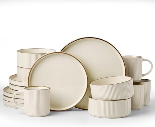 Famiware Dinnerware Set with Mugs, Creamic Plates and Bowls, Dishes for 4 by Famiware
