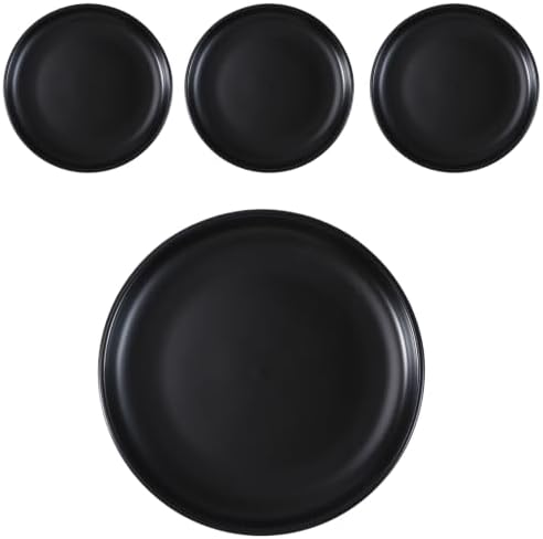 4Pcs Matte Ceramic Dessert Plates, 6In Black Round Appetizer Plates by Unknown