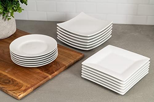 10 Strawberry Street Simply White Ceramic 6 Inch Square Coupe Appetizer Plates, Set of 6 - Modern Serving, Tapas and Snack Plates for Everyday Use, Microwave, Dishwasher and Oven Safe - Image 6