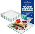 Tempered Glass Dessert Plates – 6 Inch Elegant Square Appetizer Plates, Modern Serving Dishes for Snacks, Salads & Sweets, Durable, Microwave & Dishwasher Safe – Set of 4, Silver by GAC
