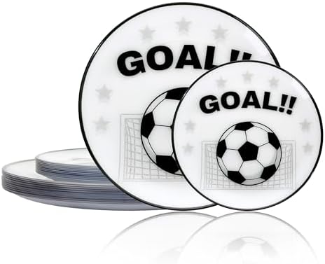 I00000 20 White Plastic Soccer Plates, Disposable Plates for Soccer Party by I00000