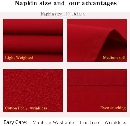 Red Cloth Napkins Set of 8,Washable,Absorbent(Burgundy) - Image 3