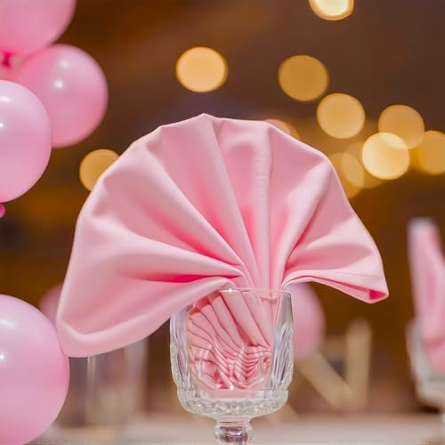 FOLINS&HOME Pink Cloth Napkins Set of 12, Decorative 20x20 Inch Napkins - Image 2
